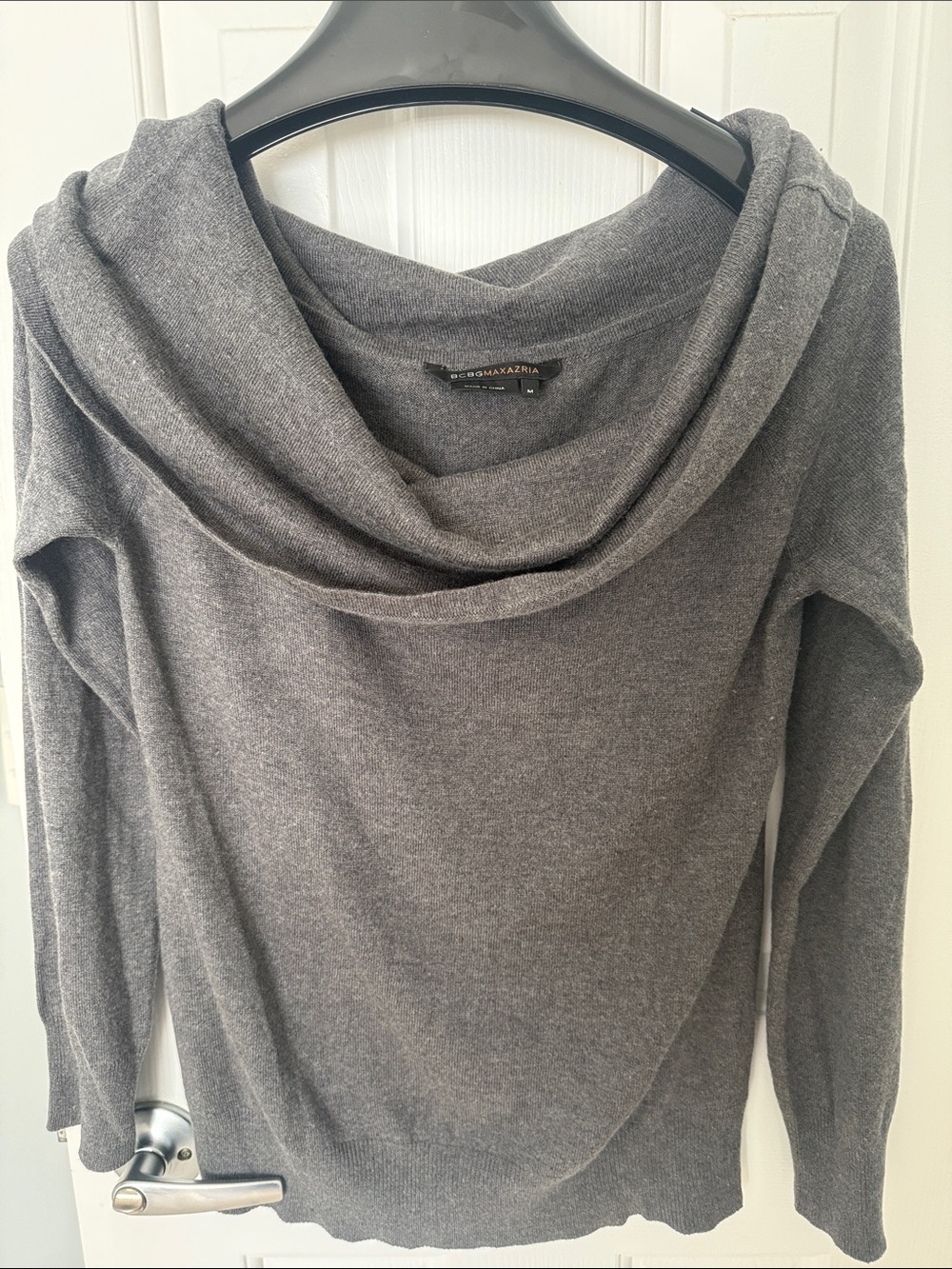 BCBGMaxAzria Charcoal off the Shoulder Sweater
